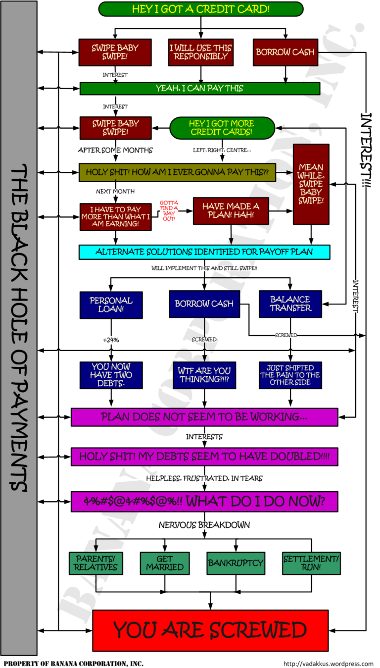 Lifecycle of a Credit Card user. Funny Infographic